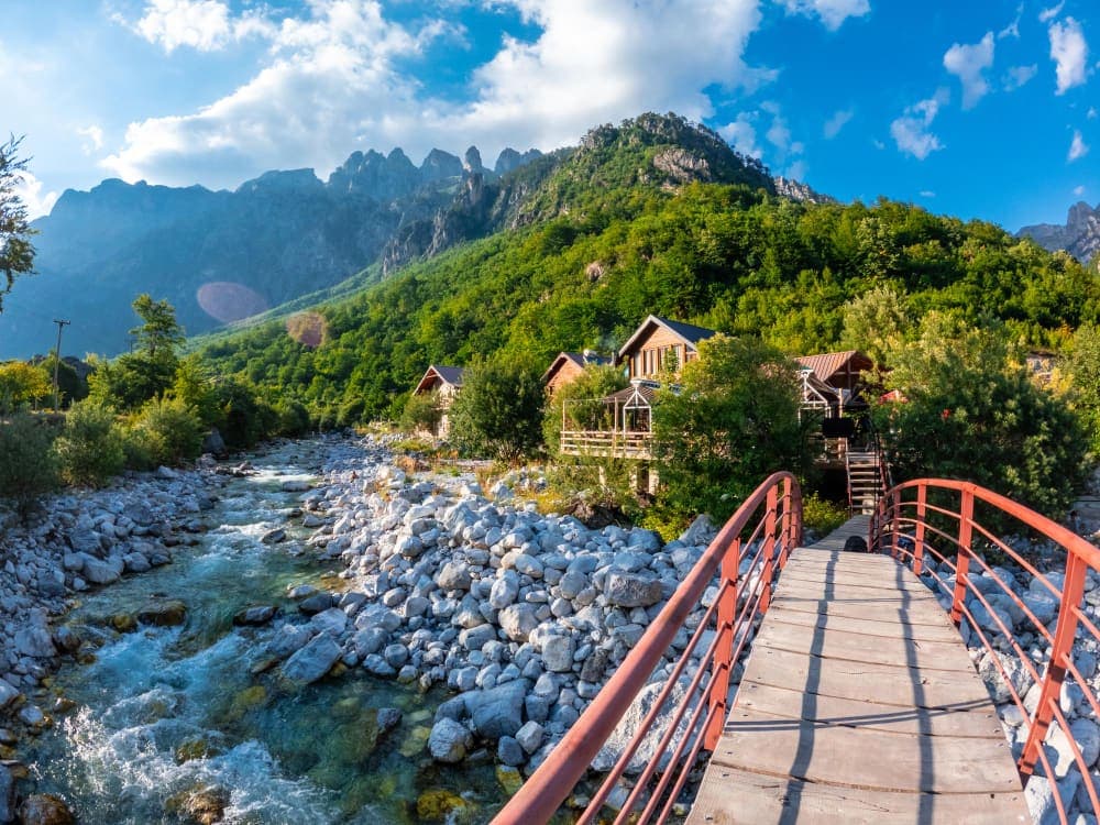 Valbona Valley panoramic landscape in the Albanian Alps