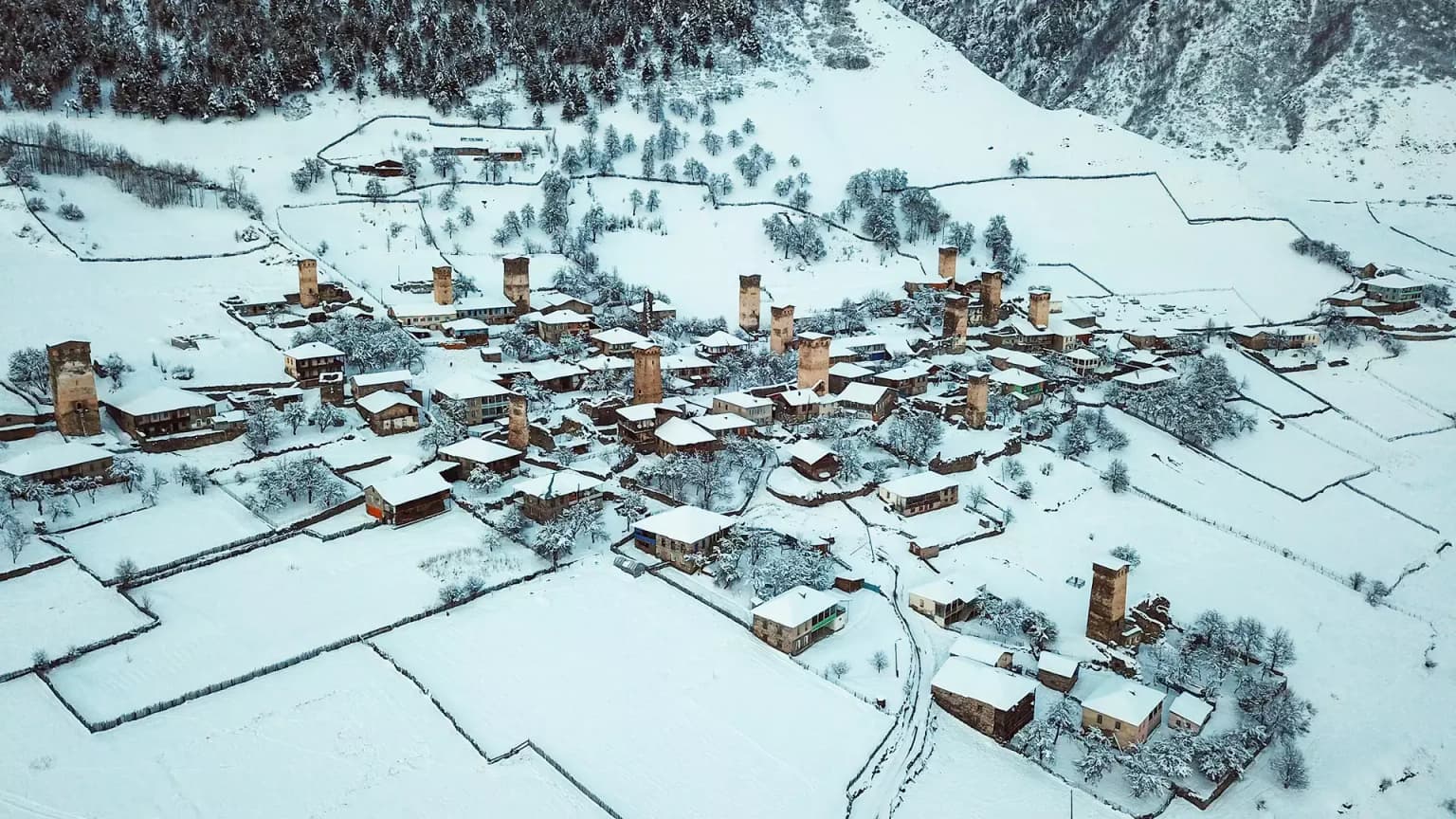 Winter atmosphere in Mestia, the Svaneti mountain town base for Hatsvali and Tetnuldi